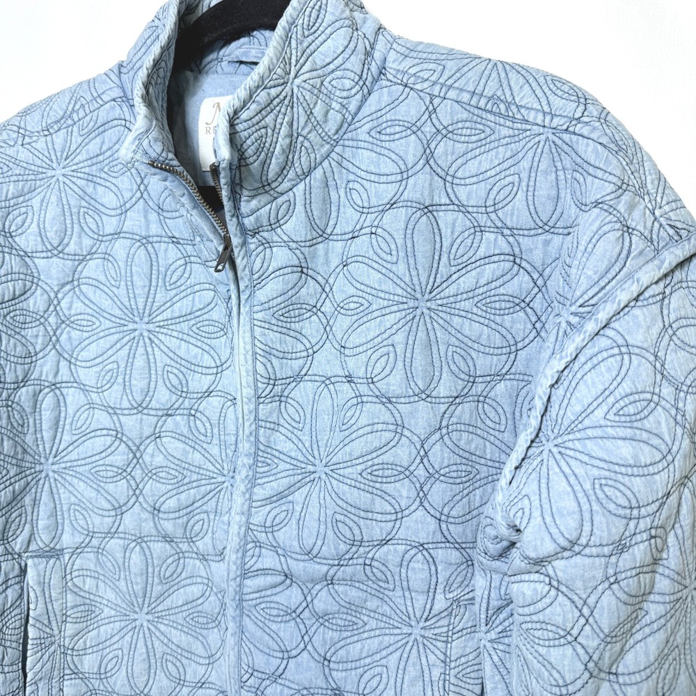 Natural Reflections Floral Quilted Zip Jacket Light Blue XL 652NRS262869W